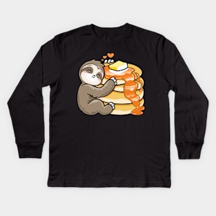 Sloth Loves Pancakes Kids Long Sleeve T-Shirt